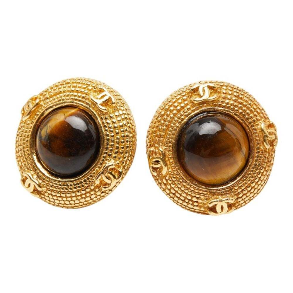 CHANEL Gold Logo Earrings - Picture 1 of 5